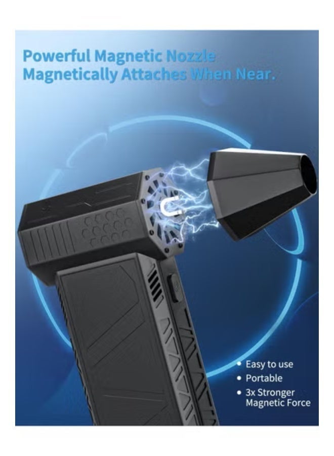 سناجل منفاخ هواء كهربائي توربو نفاث، 130,000 دورة في الدقيقة، لاسلكي، قابل لإعادة الشحن، صغير الحجم، مزود بثلاث سرعات للتحكم في تنظيف الكمبيوتر، ولوحة المفاتيح، والسيارة، والمنزل - Image 4