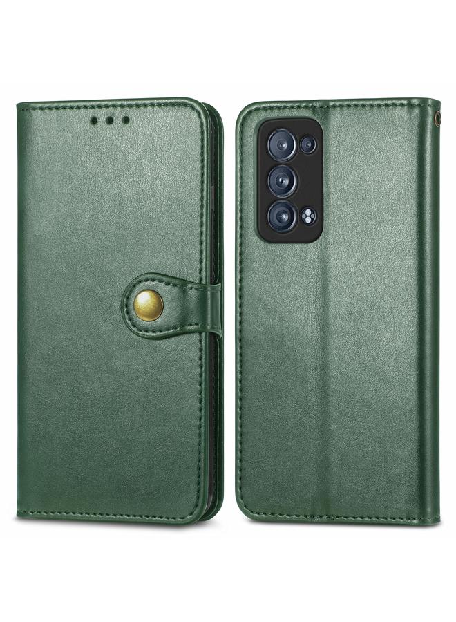 اس-توب جراب لهاتف OPPO Reno6 Pro + جراب هاتف من الجلد بلون سادة مع حزام وإطار للصور وفتحة للبطاقات ومحفظة ووظيفة الحامل - Image 2