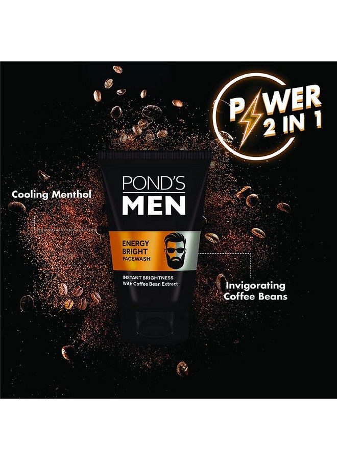 Pond's Men, Energy Bright Facewash, 100G, For Instant Brightness, With Coffee Bean Extract & Menthol, Anti-Dullness & Brightening Face Wash, Specially Developed For Men - Image 4