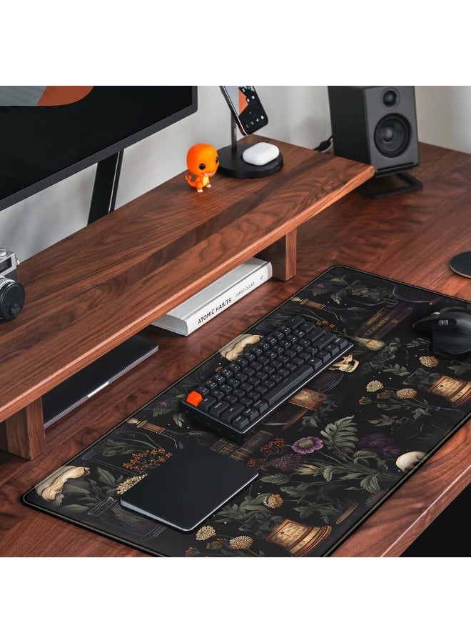 Vintage Aesthetic XL Extended Large Gaming Mouse Pad - Black Academia Mystical Green Plant Design - Computer Laptop Keyboard and Mouse Mat Desktop Protector - 70 x 30 cm - Image 5