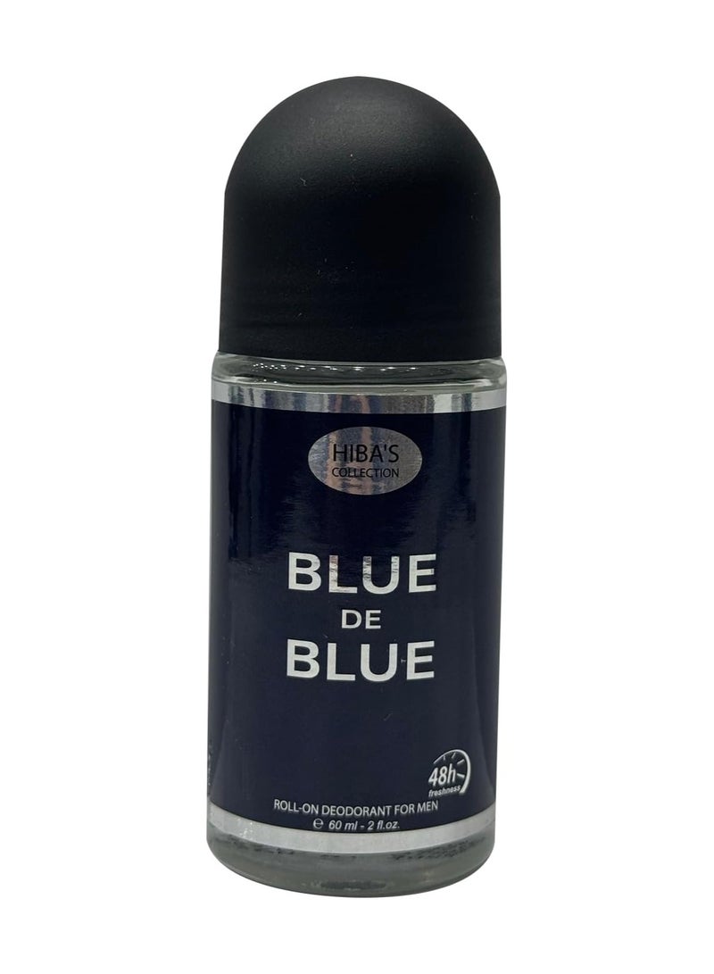 HIBA'S COLLECTION Blue De Blue Roll-On Deodorant for Men | 60ml (2 fl oz) | Refreshing Long-Lasting Freshness | Sophisticated Blue Fragrance - Image 1