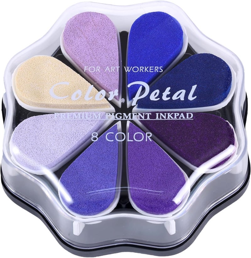 YPSelected 8 Assorted Multi Colours Waterdrop Shaped Craft Rubber Stamps Petal Ink Pads for Paper Wood Fabric (Set 1019) - Image 2
