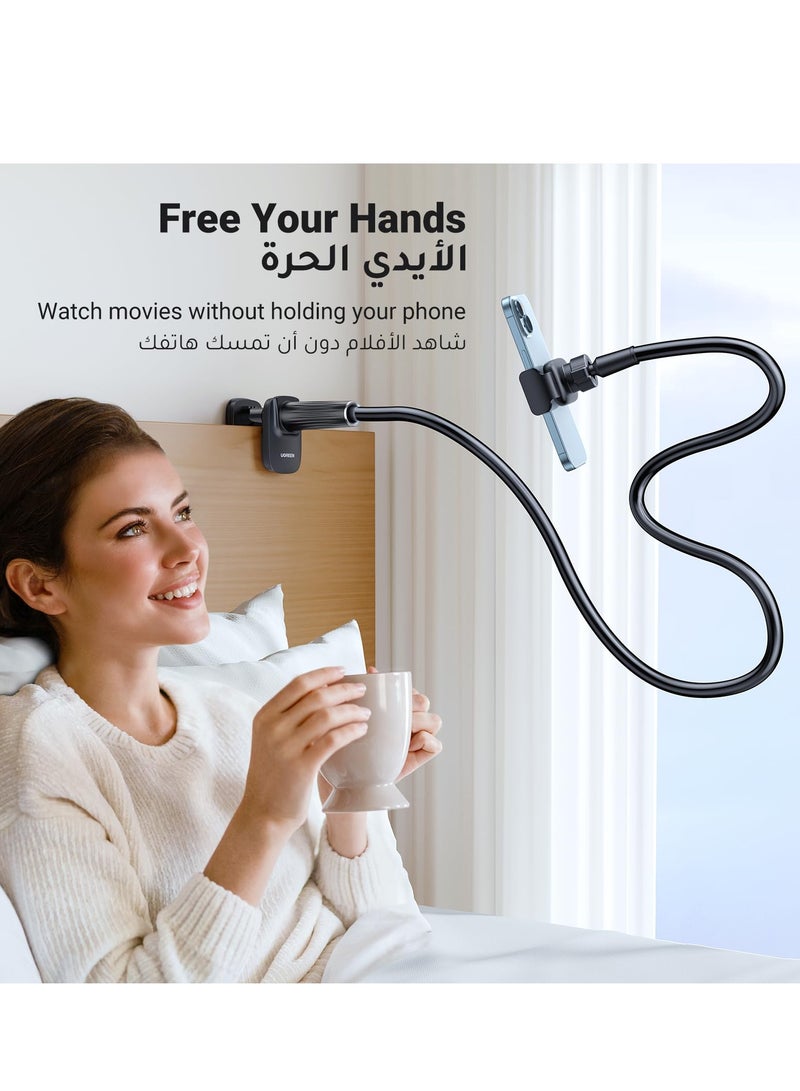 شو وو حامل هاتف المحمول للسرير، حامل iPhone معقوفة، حامل هاتف المحمول بذراع طويل، حامل iPhone قابل للتعديل لطاولة السرير متوافقة مع سلسلة iPhone 15/14/13 Galaxy S24 Ultra S23، سيليكون - Image 2