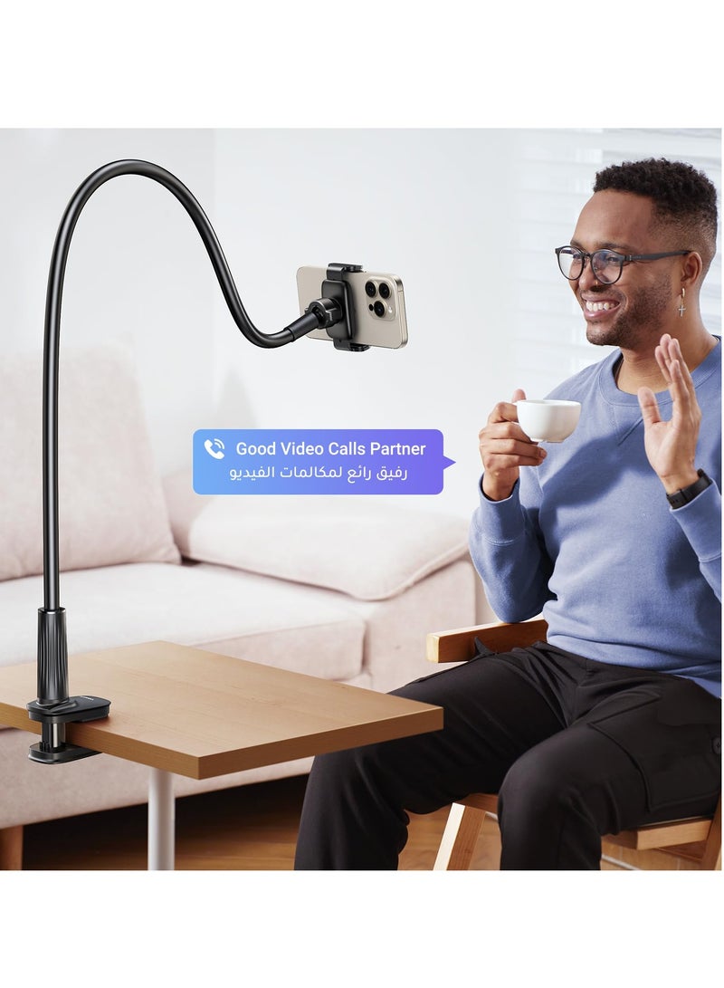 شو وو حامل هاتف المحمول للسرير، حامل iPhone معقوفة، حامل هاتف المحمول بذراع طويل، حامل iPhone قابل للتعديل لطاولة السرير متوافقة مع سلسلة iPhone 15/14/13 Galaxy S24 Ultra S23، سيليكون - Image 3