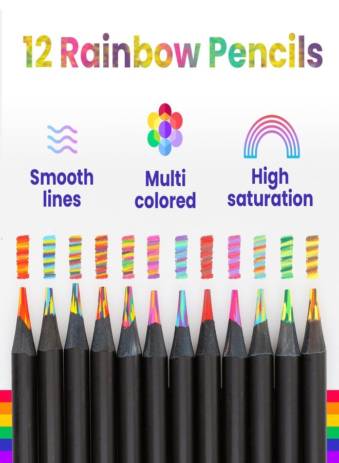 TinyGeeks 12 Rainbow Colored Pencils - Rainbow Crayons - Multi Colored Pencils - Art Supplies for Kids 8-12, Gifts for 5-12 Year Old Girl Birthday, Arts and Crafts, Stocking Stuff for Girl - Image 2