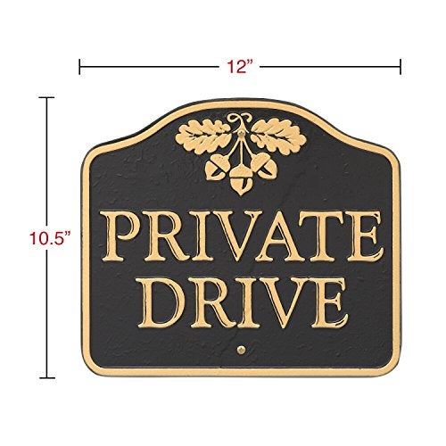 Whitehall 14141 "Cast Aluminum, Durable Wall or Lawn Mounting Private Drive with Acorn Design Sign, Black/Gold - Image 3