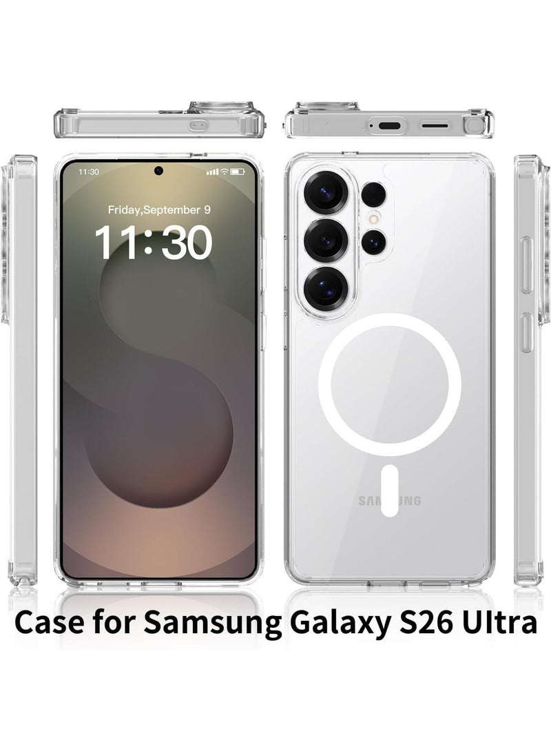 Magnetic Case for Samsung Galaxy S26 Ultra, 6.9 Inch, Wireless Charging Support, Shockproof, Soft Touch, Anti-Scratch, Full Body Protection (Clear) - Image 2
