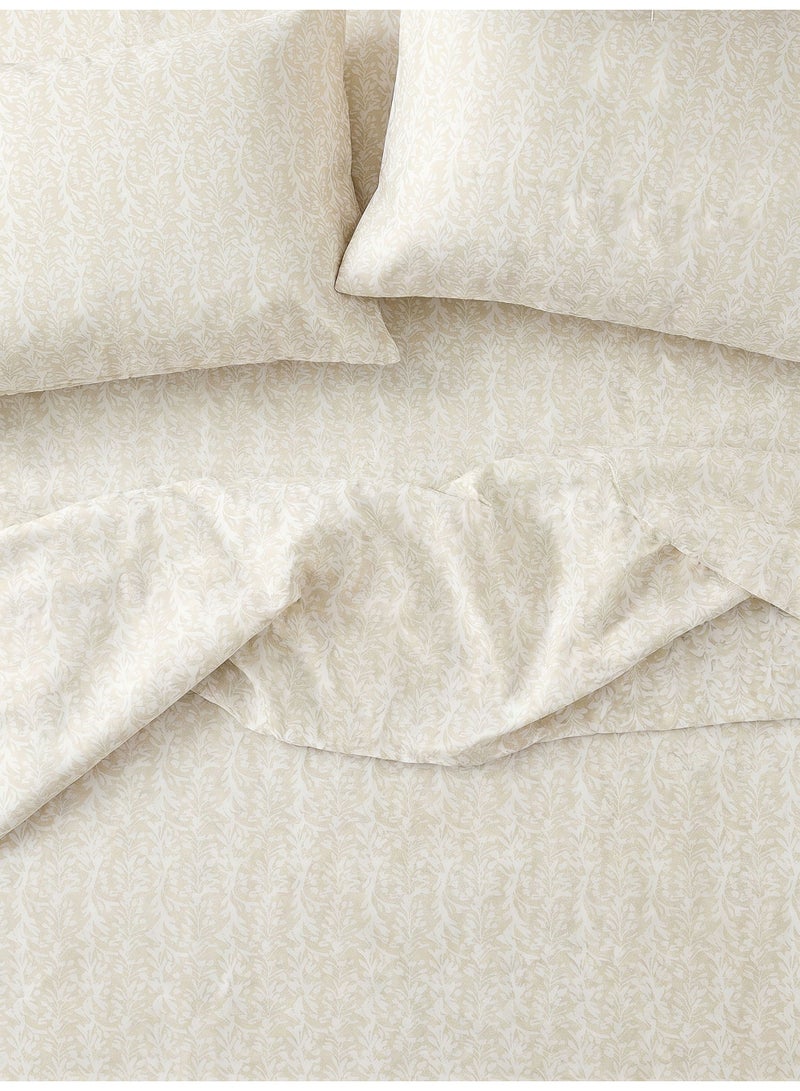 Morano Senses Bedsheet 4 pieces set 240 X 260 (Full XL, Twine) | Flat Sheet + 3 Pillowcases, Machine Washable, 50x70 cm Pillowcase, 45x185 cm Long Pillowcase, Ivy Pattern - Image 2