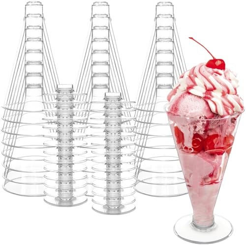 TOFLEN 40 Pack Disposable Plastic Martini Glasses 6 oz Tall Dessert Cup Reusable Cocktail Shooters for Party Wine Champagne Parfait Appetizers - Image 1