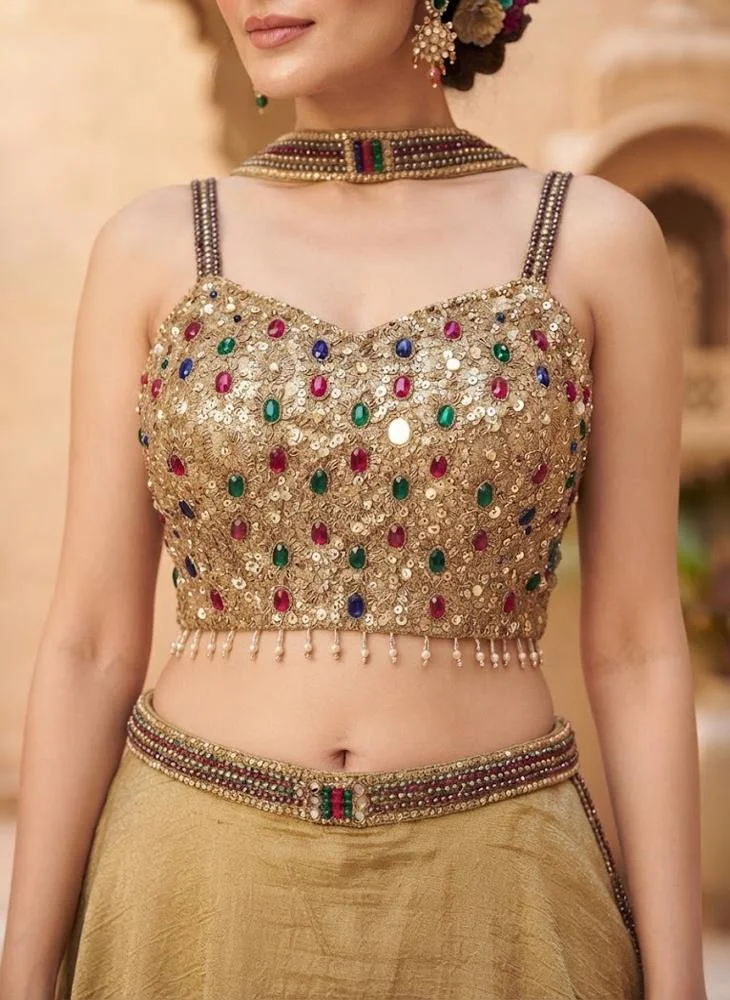 Viny VINY Mustard Gold 3-Piece Embellished Lehenga Set – Women's Indian Ethnic Wear