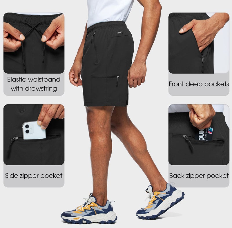 Viodia Men's Hiking Cargo Shorts Stretch Quick Dry Lightweight Workout Shorts for Men Casual Fishing Athletic Shorts with Pockets Black - Image 4