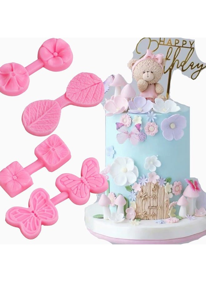 Anyana 3D RuYi Butterfly Embosser Flower leaf veiner mould embossing cake Fondant imprint gum paste silicone mold for Sugar paste gnome cupcake decorating topper decoration sugarcraft decor set of 4 - Image 1