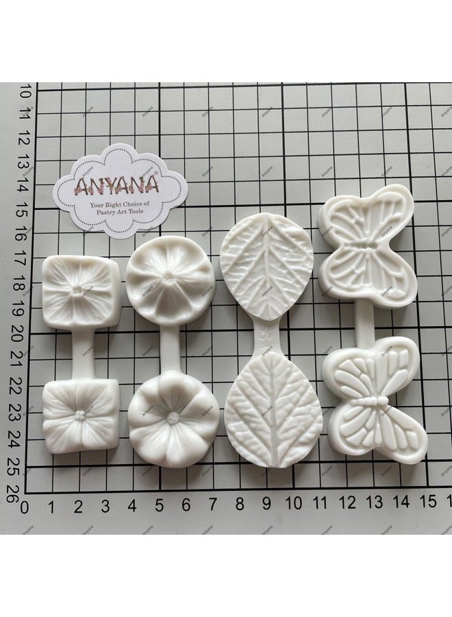 Anyana 3D RuYi Butterfly Embosser Flower leaf veiner mould embossing cake Fondant imprint gum paste silicone mold for Sugar paste gnome cupcake decorating topper decoration sugarcraft decor set of 4 - Image 3
