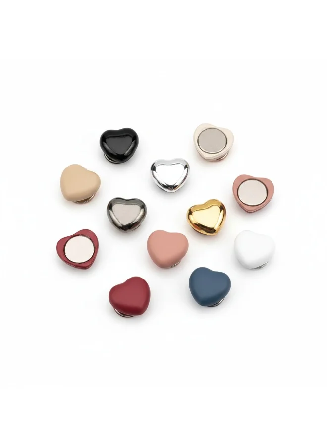 بيداني Assorted Colors Heart-Shaped Magnetic Hijab Pins (12-Piece Set)