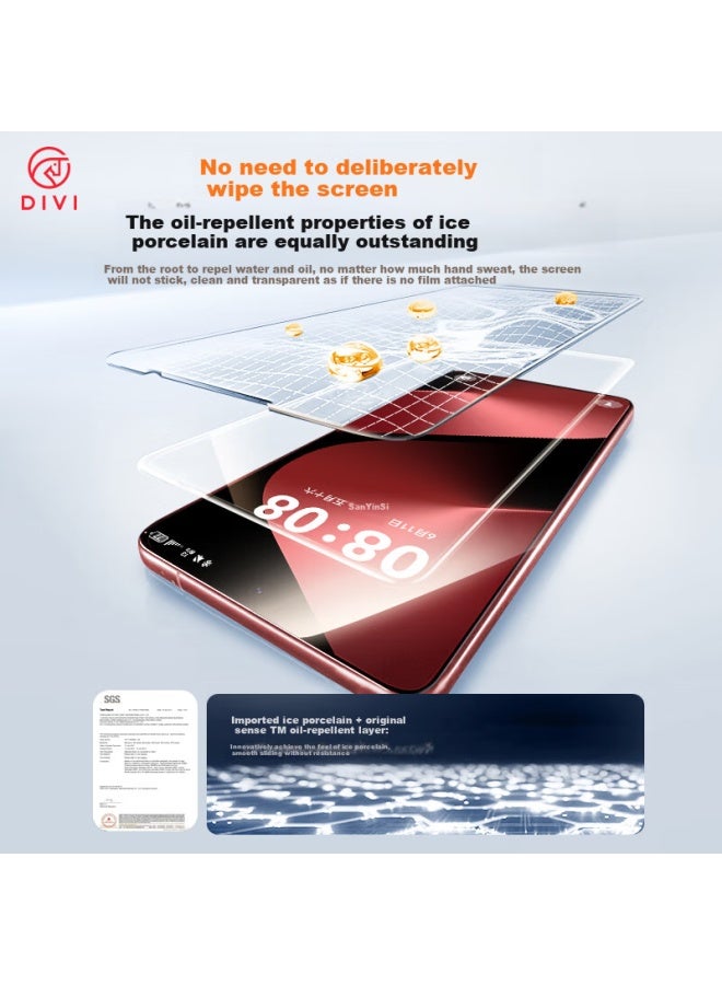 Divi New Ice Porcelain Film For Huawei Pura80pro Full Glue P80pro+/ultra Tempered Glass Film High Definition Soft Film Anti-fingerprint Full Coverage Dust-free Warehouse Instant Paste - Image 4