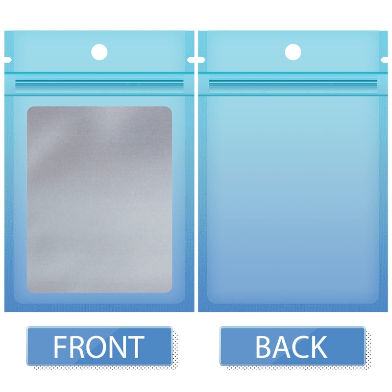 Funfery 100 Pack Mylar Resealable Bags, Clear Gradient Packing Bags for Food Storage, Small Business, Foil Pouch Smell Zipper Proof Bag for Sample Jewelry Eyelash Gloss(Blue Blue,2.7x3.9in) - Image 2