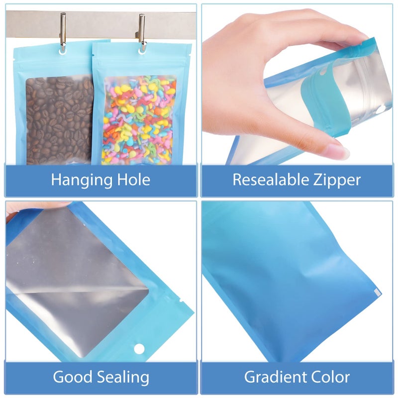 Funfery 100 Pack Mylar Resealable Bags, Clear Gradient Packing Bags for Food Storage, Small Business, Foil Pouch Smell Zipper Proof Bag for Sample Jewelry Eyelash Gloss(Blue Blue,2.7x3.9in) - Image 4