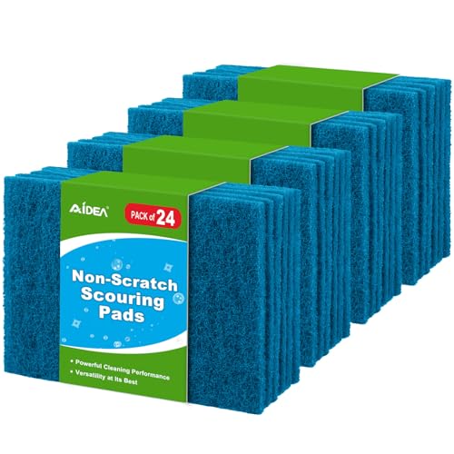 AIDEA Non-Scratch Scouring Pads, Dish Scrubber Pads for Household and Kitchen, Multipurpose Scour Pads for Cleaning, 24 Pack, 5.5in*3.5in - Image 1