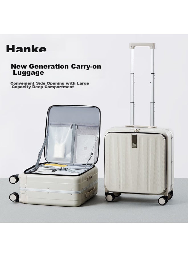 Hanke Luggage حقيبة سفر للرجال والنساء، حقيبة سفر محمولة، 14 بوصة أبيض عاجي قفل كلمة المرور، إطار ألومنيوم بفتح جانبي أمامي - Image 5