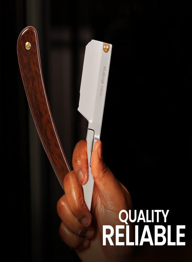 RUBAB MEN Professional Straight Razor Shavette for Men | Premium Heavy-Duty Metal Barber Razor with Anti-Slip Grip for an Unforgettable Shaving Experience - Image 5