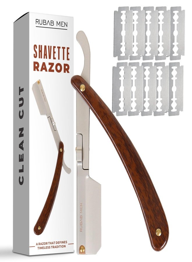 RUBAB MEN Professional Straight Razor Shavette for Men | Premium Heavy-Duty Metal Barber Razor with Anti-Slip Grip for an Unforgettable Shaving Experience - Image 1