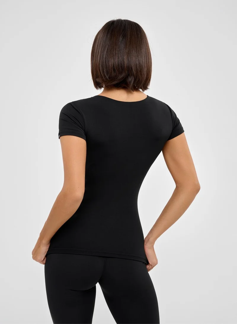Bona Fide Bra T-shirt Black Essential Gym Top for Women for Women | Best Price UAE
