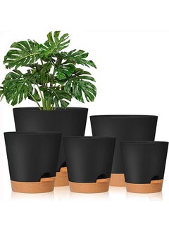 Garlo Pack Plant Pots 7/6.5/6/5.5/5 Inch Self Watering Planters with Drainage Hole, Plastic Flower Pots, Nursery Planting Pot for Indoor Plants, Succulents,Snake Plant, African Violet, and Cactus  - Image 1