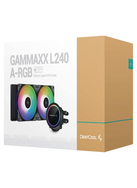 DeepCool Gammax L240 A-RGB WH AIO Liquid Cooler, 500-1800 RPM Fan Speed, 69.34 CFM Airflow, Hydro Bearing, 4 Pin PWM Fan Connector, 12 VDC Rated Voltage, 240 - Black | DP-H12CF-GL240-ARGB