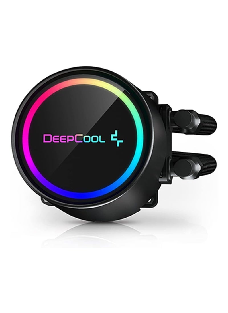 DEEPCOOL - DeepCool Gammax L240 A-RGB WH AIO Liquid Cooler, 500-1800 RPM Fan Speed, 69.34 CFM Airflow, Hydro Bearing, 4 Pin PWM Fan Connector, 12 VDC Rated Voltage, 240 - Black | DP-H12CF-GL240-ARGB - Image 1
