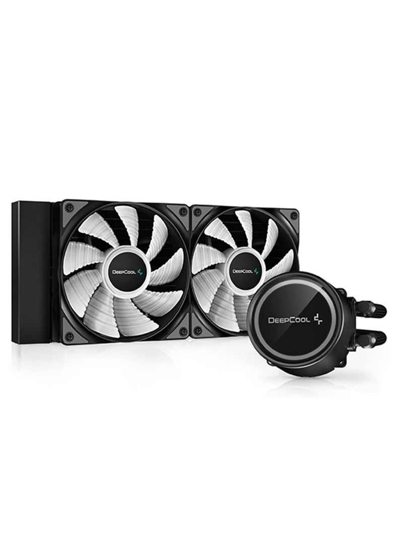 DEEPCOOL - DeepCool Gammax L240 A-RGB WH AIO Liquid Cooler, 500-1800 RPM Fan Speed, 69.34 CFM Airflow, Hydro Bearing, 4 Pin PWM Fan Connector, 12 VDC Rated Voltage, 240 - Black | DP-H12CF-GL240-ARGB - Image 1