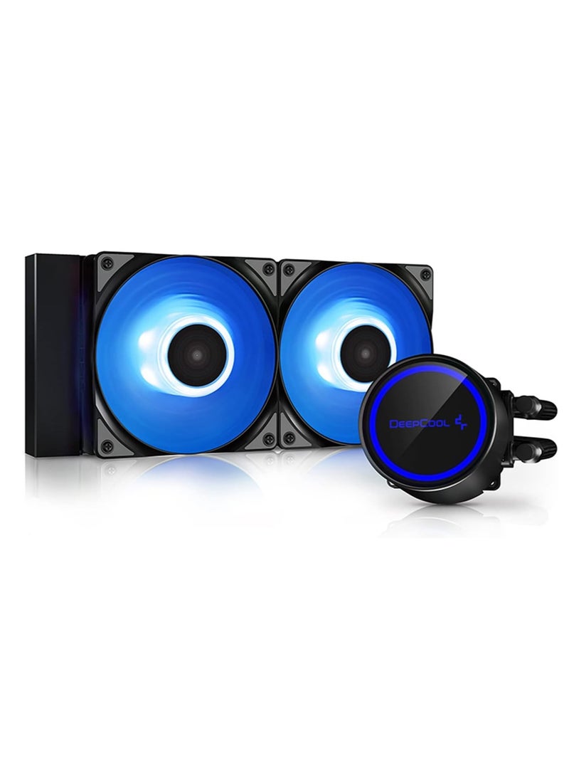 DEEPCOOL - DeepCool Gammax L240 A-RGB WH AIO Liquid Cooler, 500-1800 RPM Fan Speed, 69.34 CFM Airflow, Hydro Bearing, 4 Pin PWM Fan Connector, 12 VDC Rated Voltage, 240 - Black | DP-H12CF-GL240-ARGB - Image 1