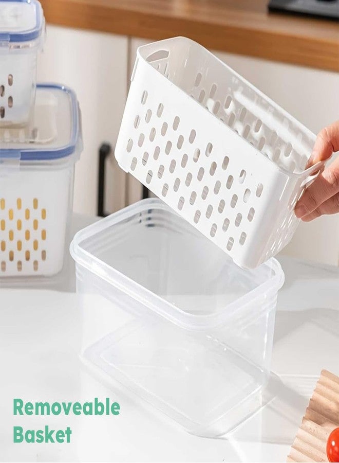 Loyanger 2 Pcs Fruit Storage Containers for Fridge,with Removable Colanders and Lid Food Storage Containers Fruit Washing Bowl for Salad Vegetables Meat Keeper Fresh(COLOR:Clear White) - Image 4