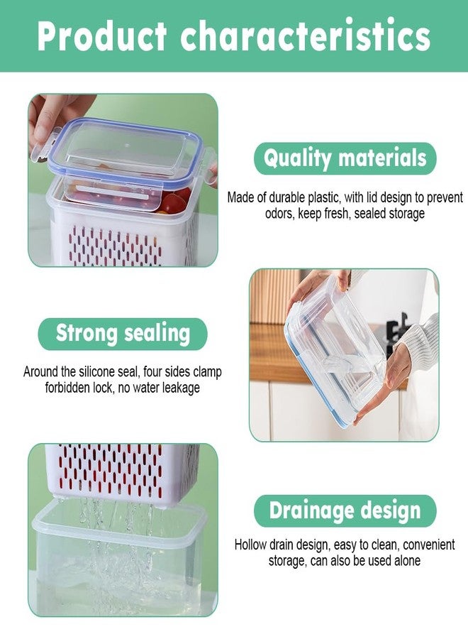 Loyanger 2 Pcs Fruit Storage Containers for Fridge,with Removable Colanders and Lid Food Storage Containers Fruit Washing Bowl for Salad Vegetables Meat Keeper Fresh(COLOR:Clear White) - Image 5