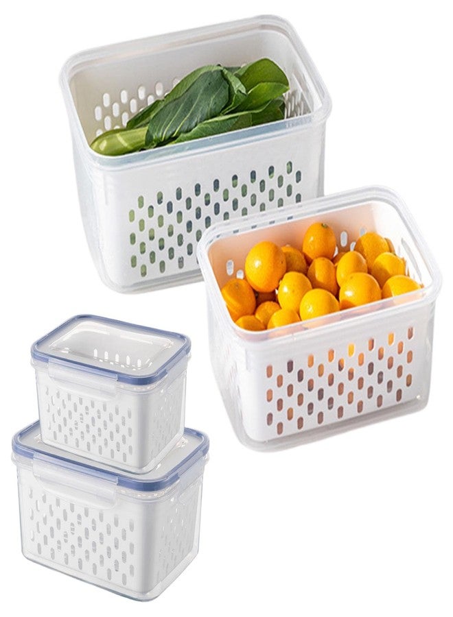 Loyanger 2 Pcs Fruit Storage Containers for Fridge,with Removable Colanders and Lid Food Storage Containers Fruit Washing Bowl for Salad Vegetables Meat Keeper Fresh(COLOR:Clear White) - Image 1