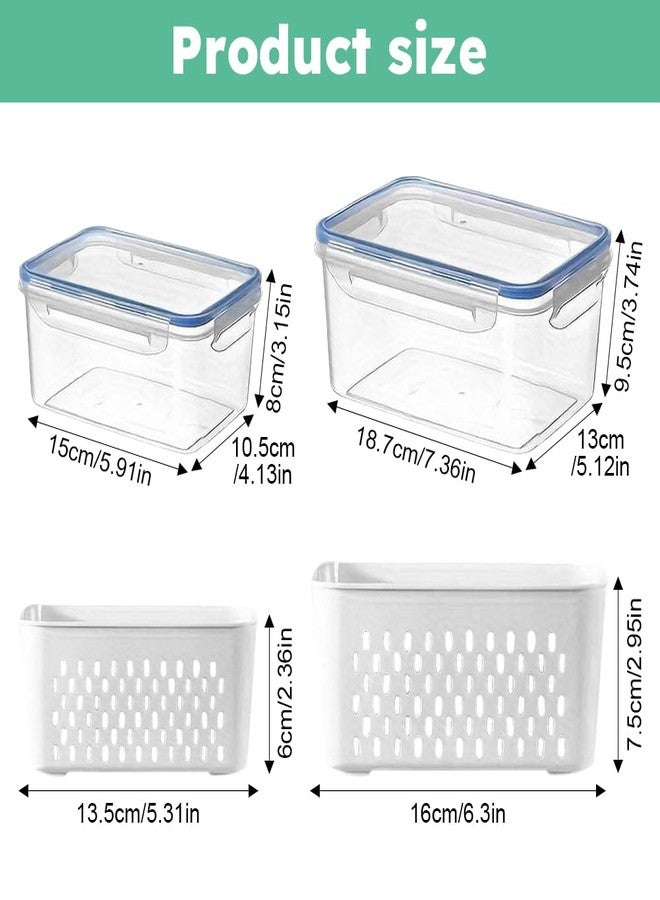 Loyanger 2 Pcs Fruit Storage Containers for Fridge,with Removable Colanders and Lid Food Storage Containers Fruit Washing Bowl for Salad Vegetables Meat Keeper Fresh(COLOR:Clear White) - Image 2