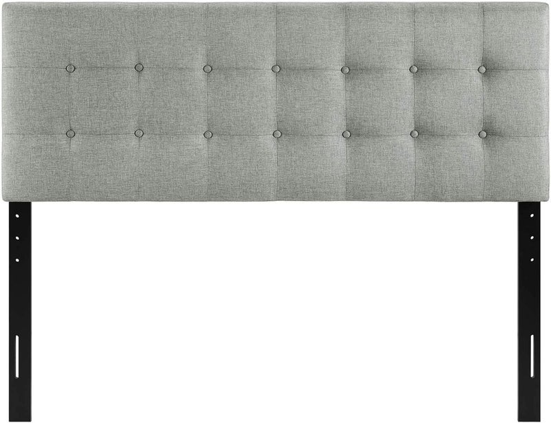 Modway Emily Tufted Button Linen Fabric Upholstered King Headboard in Gray - Image 4