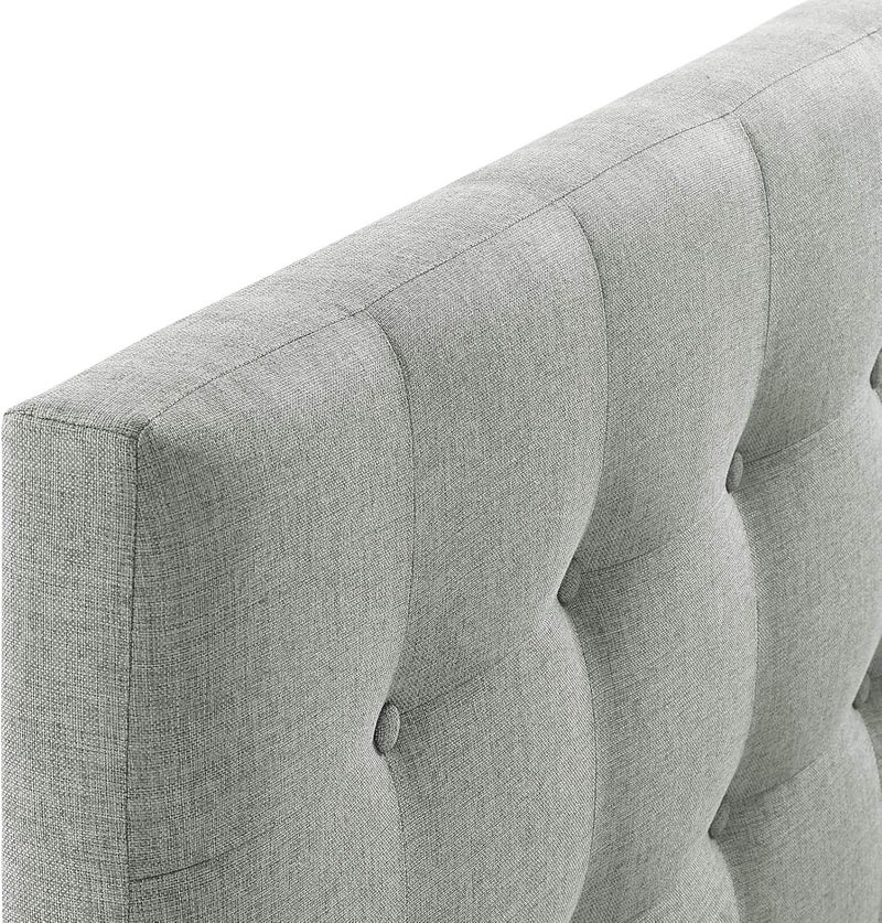 Modway Emily Tufted Button Linen Fabric Upholstered King Headboard in Gray - Image 3