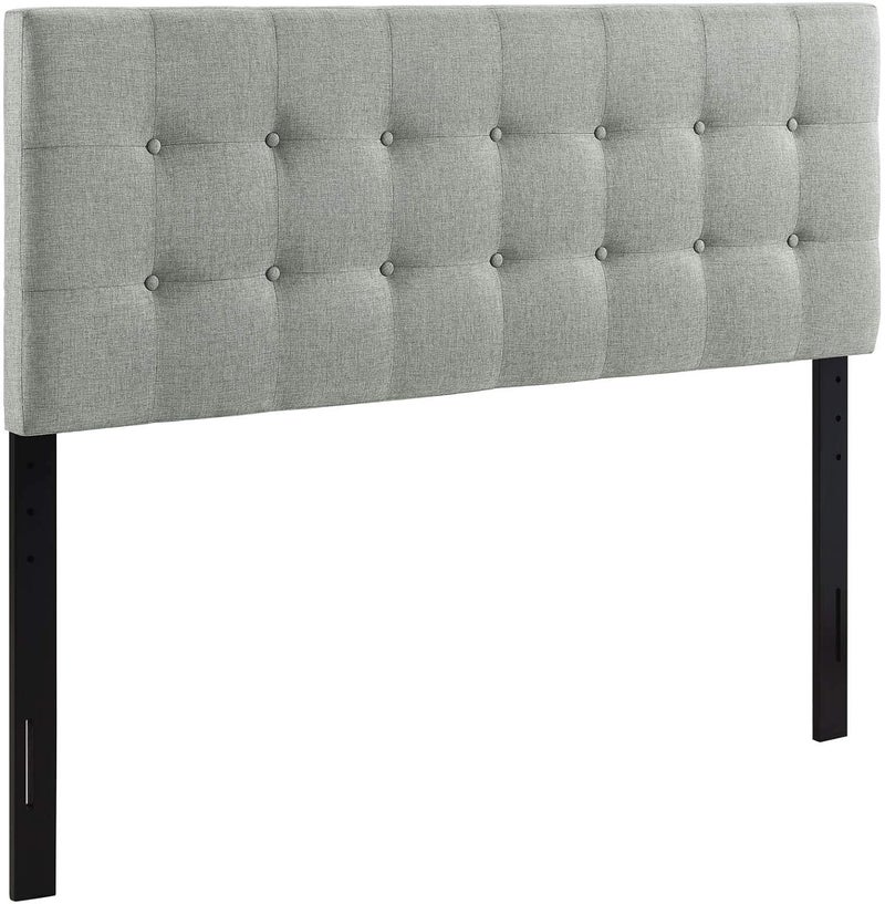 Modway Emily Tufted Button Linen Fabric Upholstered King Headboard in Gray - Image 5