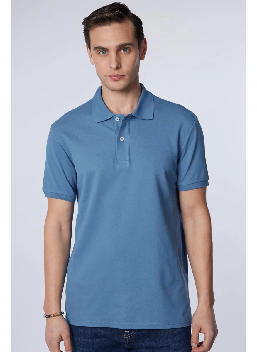 تودورس Men's Slim Fit Narrow Cut 100% Cotton Plain Pique Indigo Polo Collar T-Shirt