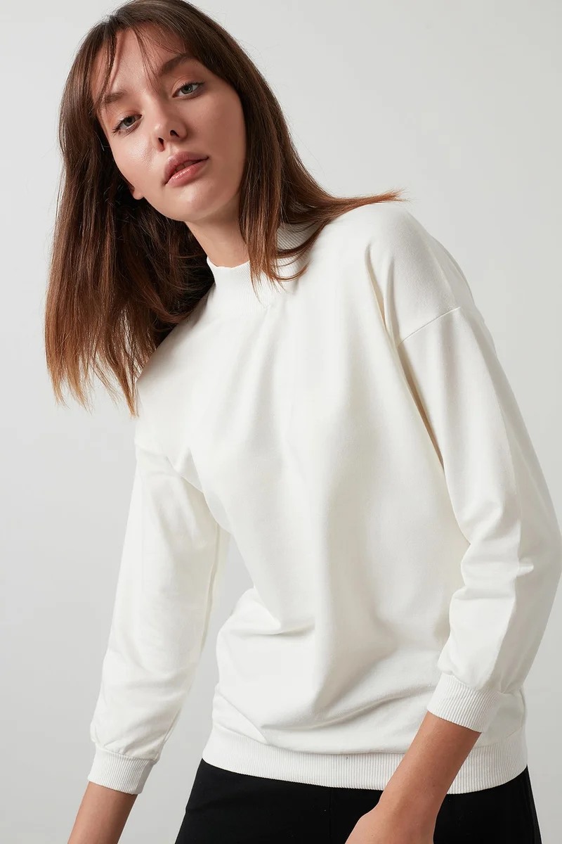Lela High Collar Basic Knitted Sweat Women's Sweat 5863323