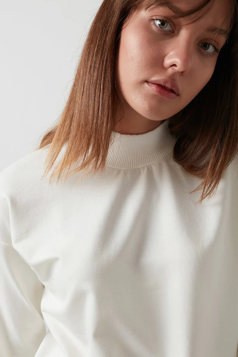 Lela High Collar Basic Knitted Sweat Women's Sweat 5863323