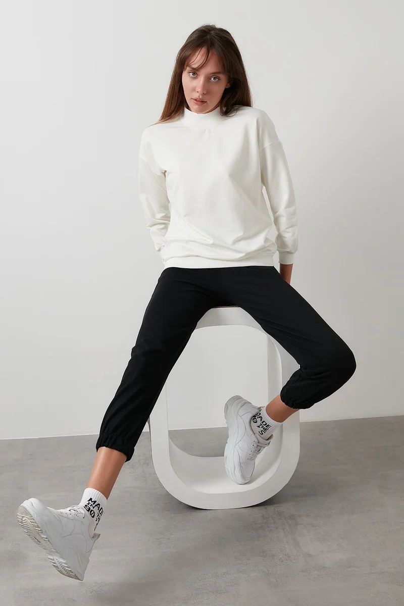 Lela High Collar Basic Knitted Sweat Women's Sweat 5863323