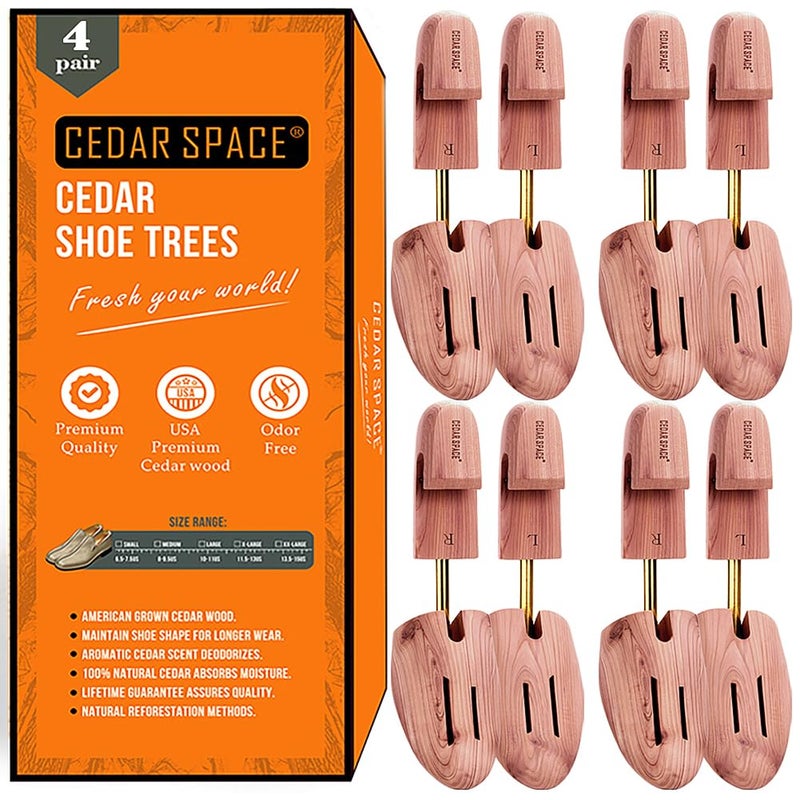Cedar Space Wooden Shoe Stretcher Tree, 6.5-14 Sizes Cedar Wood Shoe Trees,2/4PC Shoe Stretcher for Men, Sneakers,Boots - Image 1