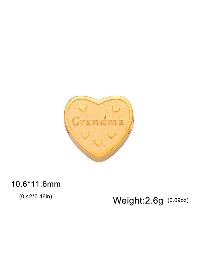 Heart Family Charms Stainless Steel DIY Pendants grandma-Gold