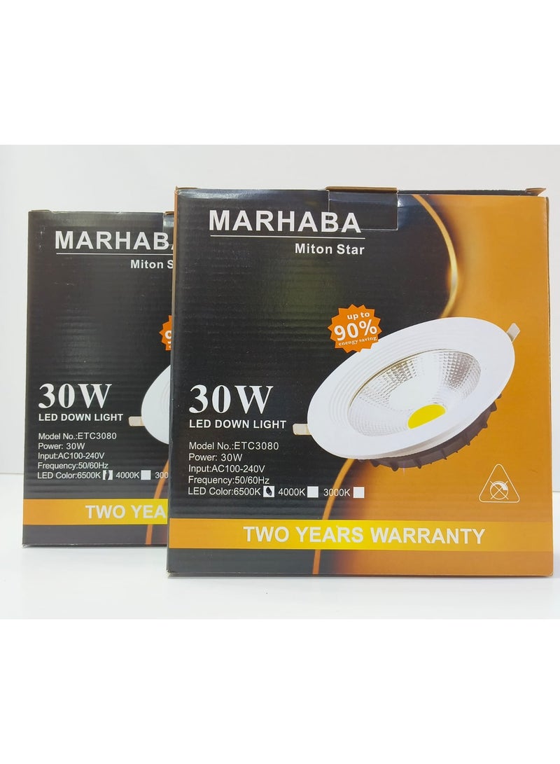 30 واط (حجم 20 سم) مصباح LED لأسفل (COB) يضيء حتى 90٪ توفير في الطاقة ضمان لمدة عامين  - Image 3