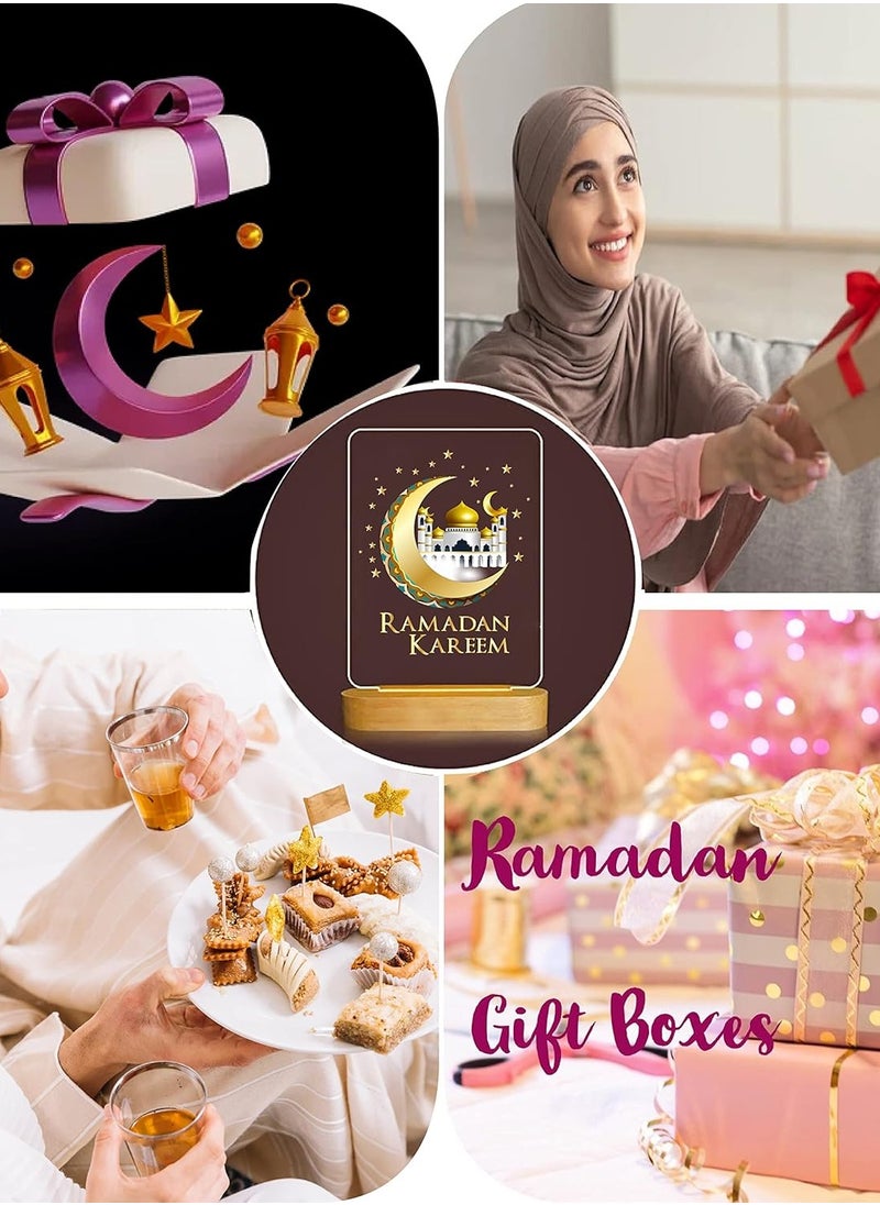 Generic - Ramadan Decorations LED Night Table Lamp with base Festival Decoration Color Lighting Islamic Art & Calligraphy Wooden Oval Base - Image 1