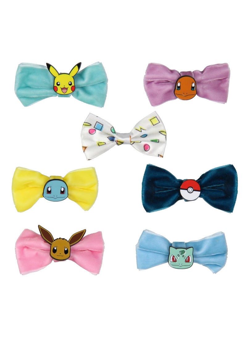 Bioworld - Pokemon Velvet Character Hair Accessories Bows Alligator Hair Clips For Women or Girls 7 Pcs - Image 1