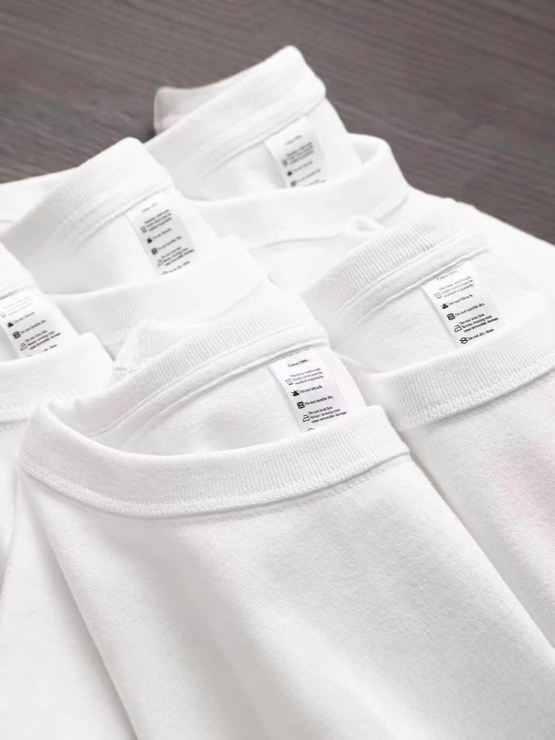 Japan 270G Heavyweight T-Shirt Men'S And Women'S Long Sleeve Cotton Loose Three Needles Original Solid Color White Bottoming Shirt For - Image 3