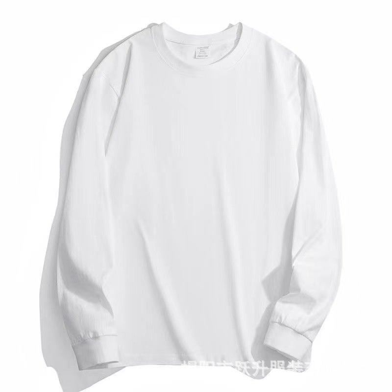 Japan 270G Heavyweight T-Shirt Men'S And Women'S Long Sleeve Cotton Loose Three Needles Original Solid Color White Bottoming Shirt For - Image 1