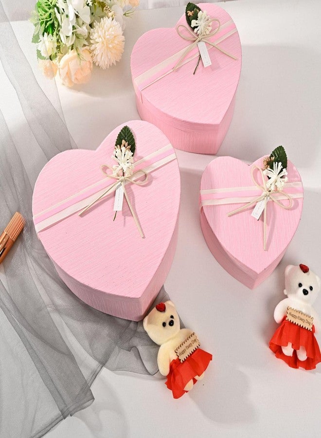 HAISENGO 3 Pcs Heart Shaped Box for Flower Arrangement Packaging Boxes Heart Gift Wrapping Box with Lid for Present Candy Gift Treat Box for Gifts Floral Boxes Lipstick Flower Packaging - Image 2